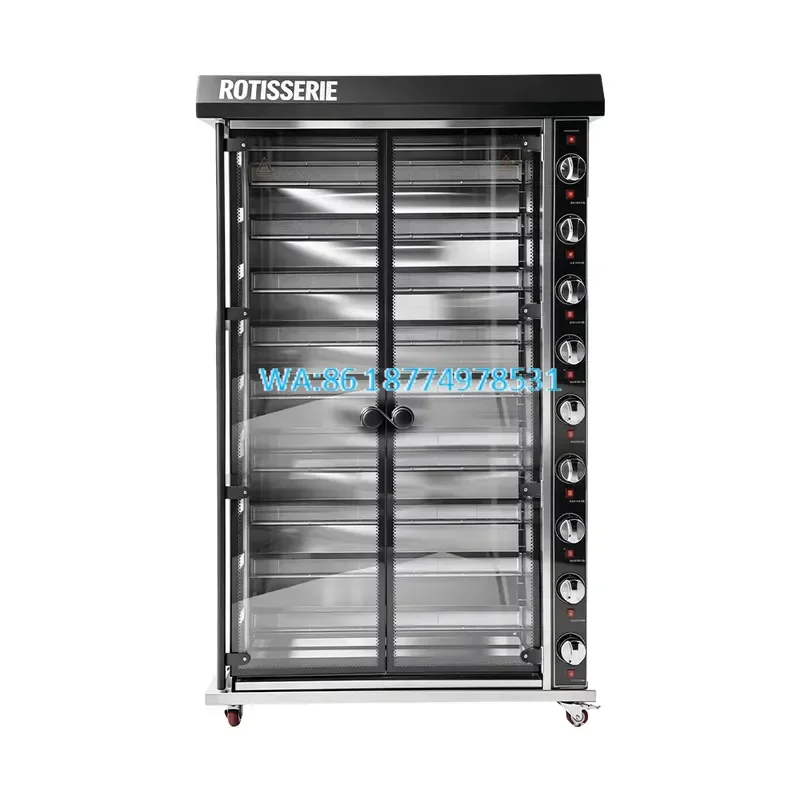 Wmwmnu for Independent Control Commercial Stainless Steel Rotisserie Oven 9 Rods Chicken LPG NG Gas Heating Rotisserie Oven