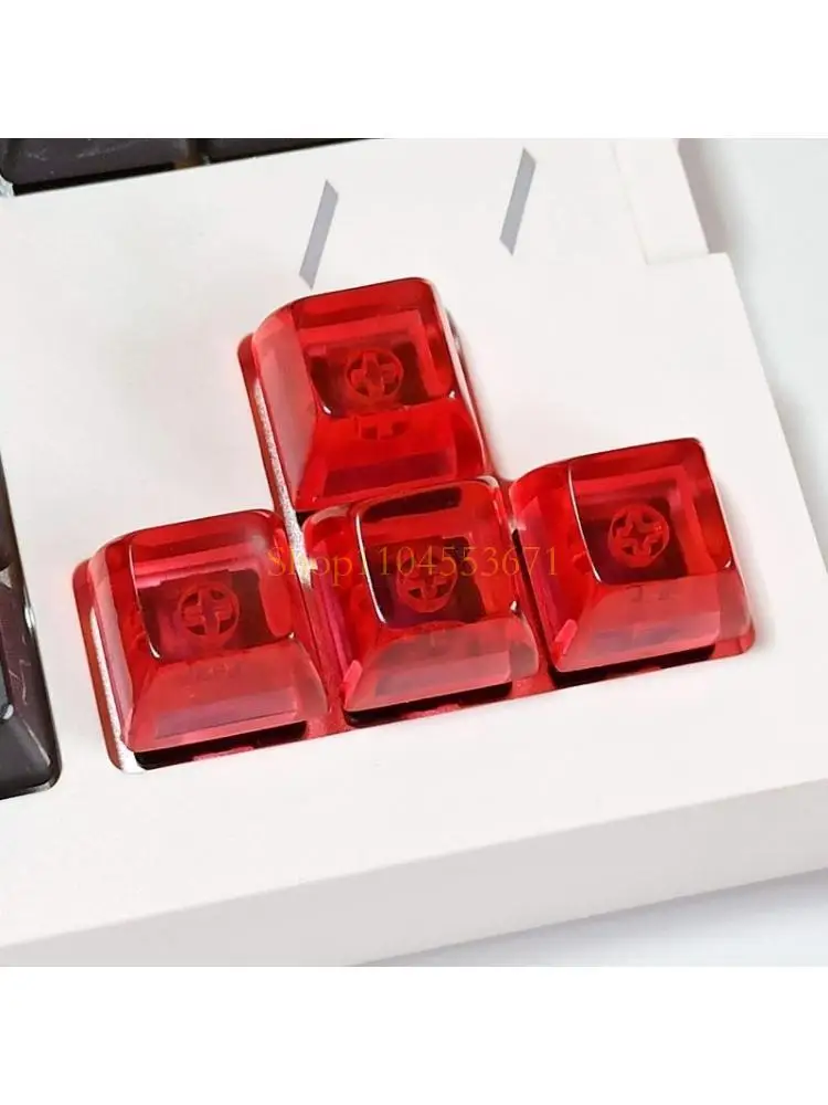ผู้ขายที่ดีที่สุด 4PCS Resin Keycap DIY คีย์บอร์ด RGB โปร่งแสงสีแดง SA Keycaps