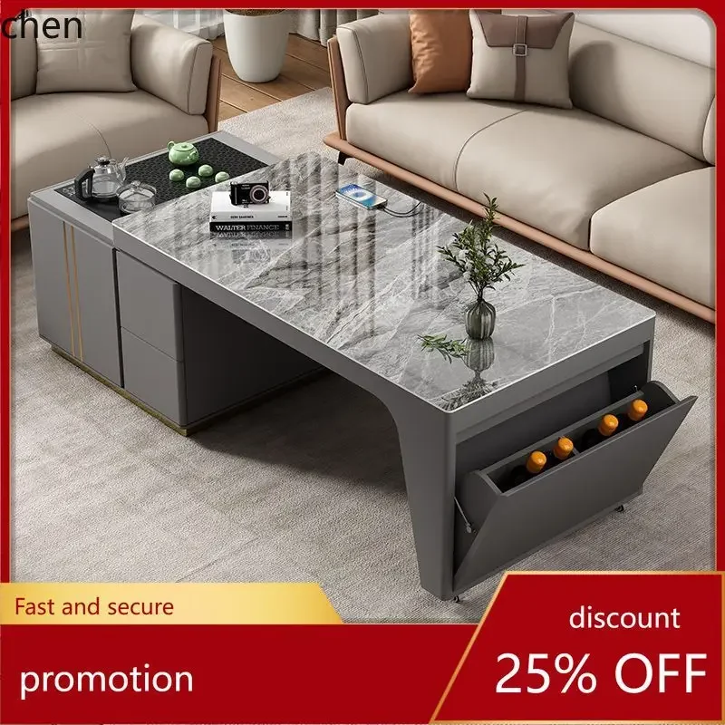 Multifunctional Adjustable Coffee Table with Induction Cooker Dining Table Integrated Living Room Modern Kung Fu Tea Table