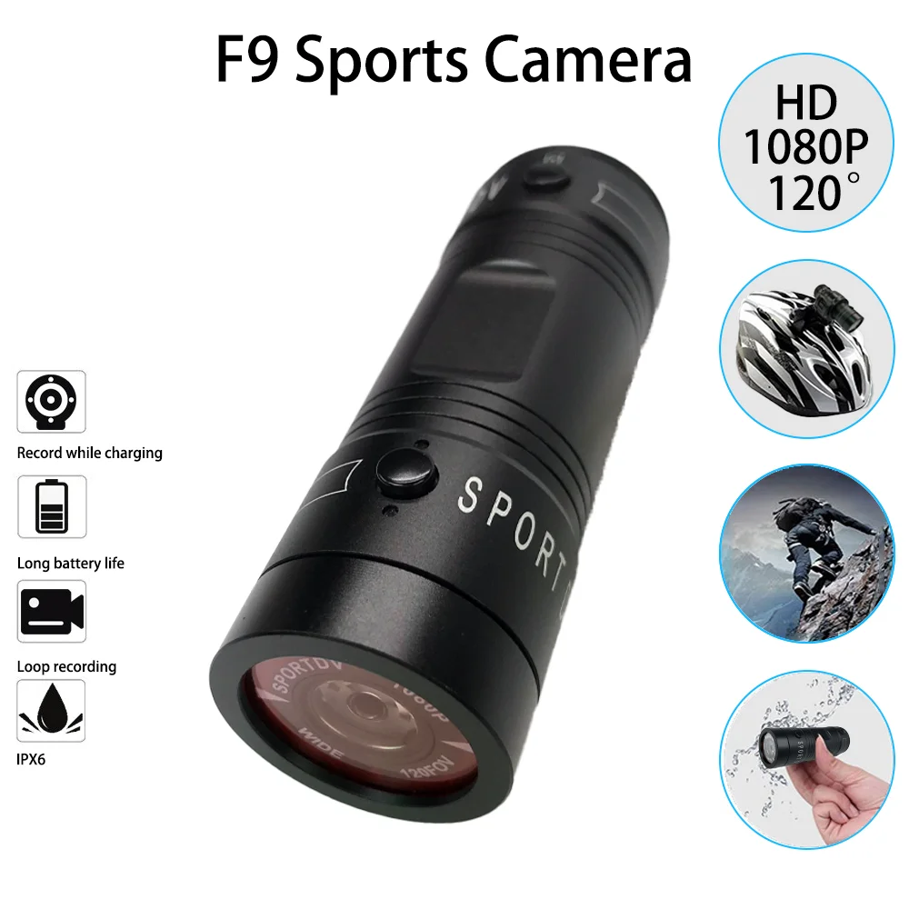 F9 Sports Camera HD 1080p Mountain Bike Bicycle Motorcycle Helmet Action Waterproof Camera Sport DV Car Video Recorder