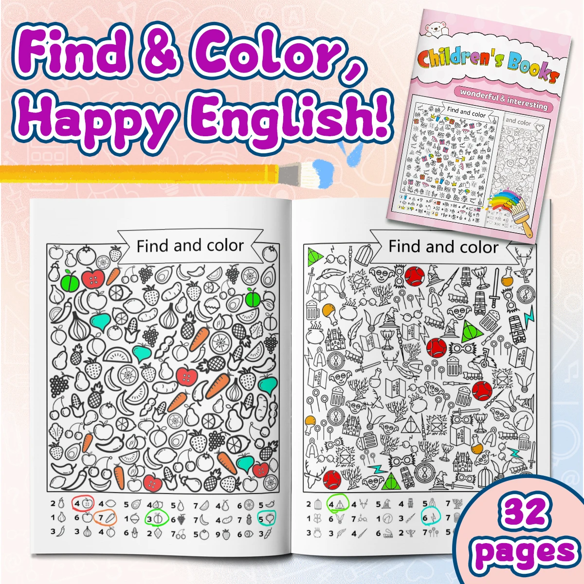 Kids Shape Coloring Workbook, Fun Cartoon Patterns, Preschool Drawing Activity Book, Improve Children's Hands-on Ability