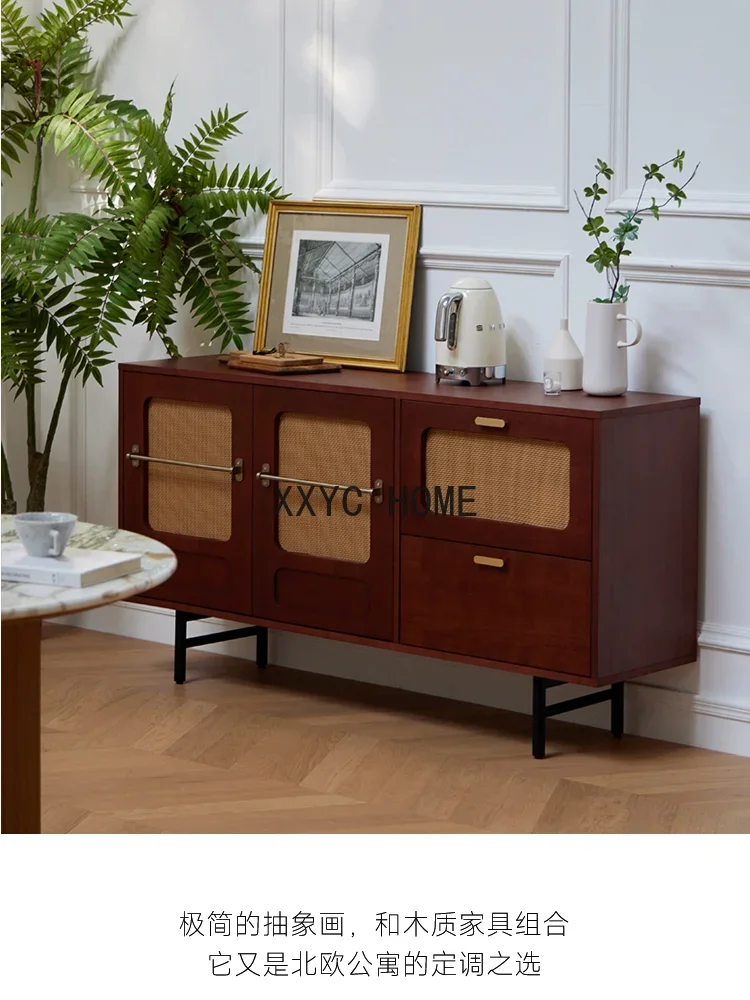 Боковой шкаф Gothenburg, средневековый настенный шкаф для телевизора, сервант из массива дерева, шкаф для хранения из ротанга, гостиная