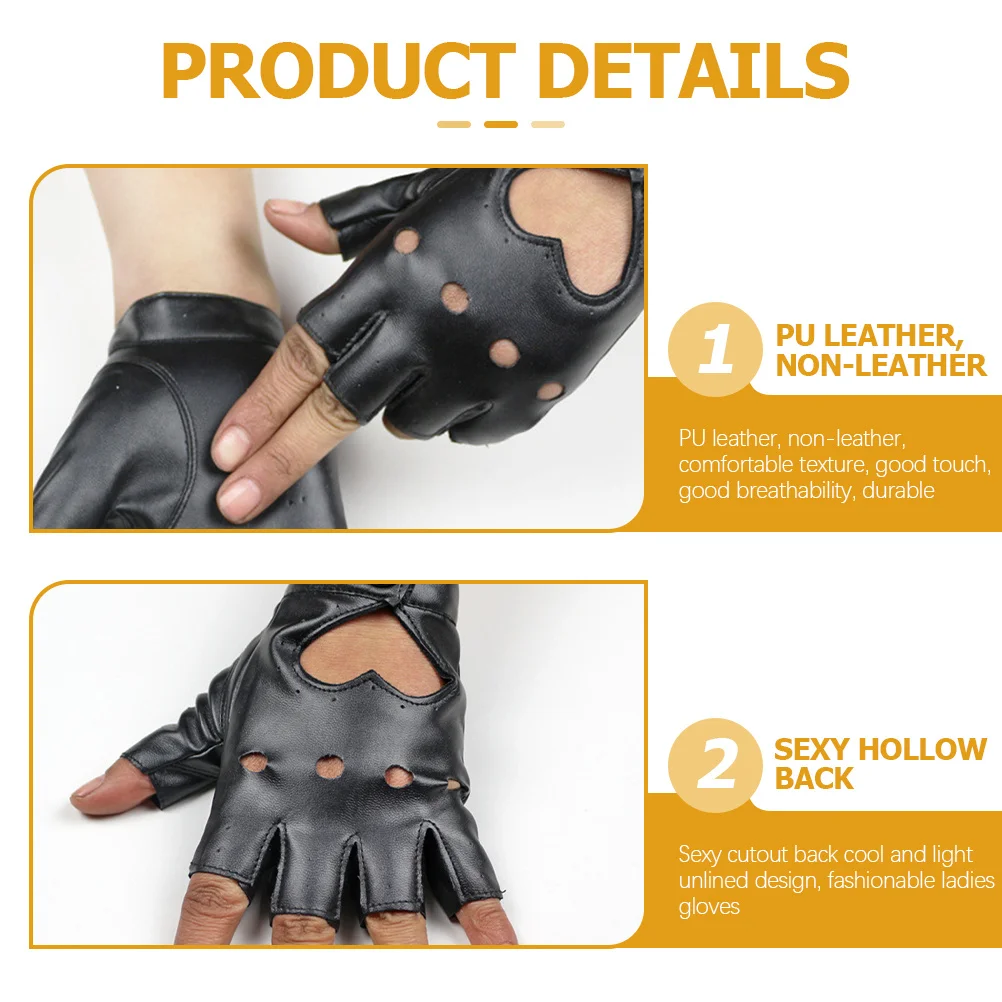 

1 Pair Women Fingerless Gloves Black Short Fashion Dance Costume Party Club Wear Cosplay Stage Performance Accessory