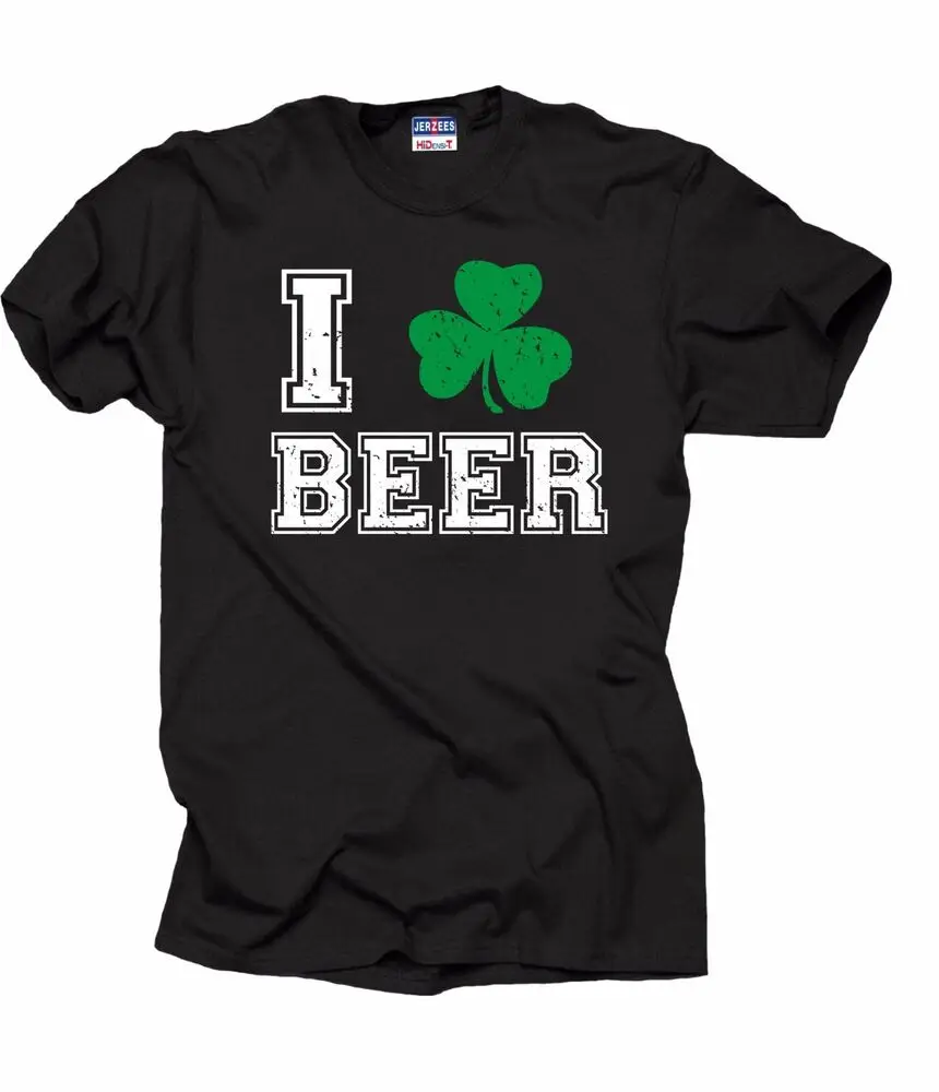 Saint Patrick Day T-Shirt I love Beer Shamrock Irish Ireland Tee ShirtAnime Pattern Men and women 100% cottonAnime Graphic T-shi