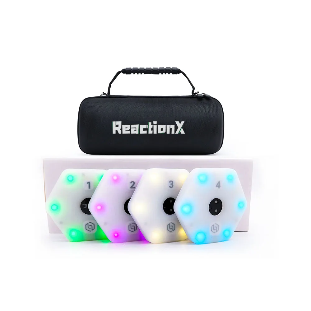 Pacote de equipamentos de entretenimento esportivo premium, lâmpada de treinamento de reação de 4 luzes para basquete, futebol, handebol, aplicativo de velocidade ágil