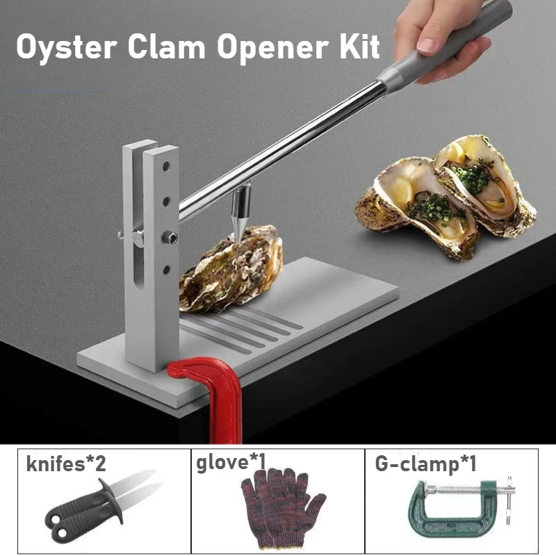 Kit de abridor de palmas de ostras, juego de herramientas de acero inoxidable, incluye cuchillo, guante y clip en G para Buffet de hotel y cocina casera, mariscos