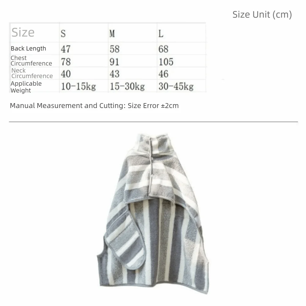 Asciugamano in velluto corallo super assorbente Accappatoio per cani a righe morbide ad asciugatura rapida addensato con asciugamano per cani con tracolla regolabile