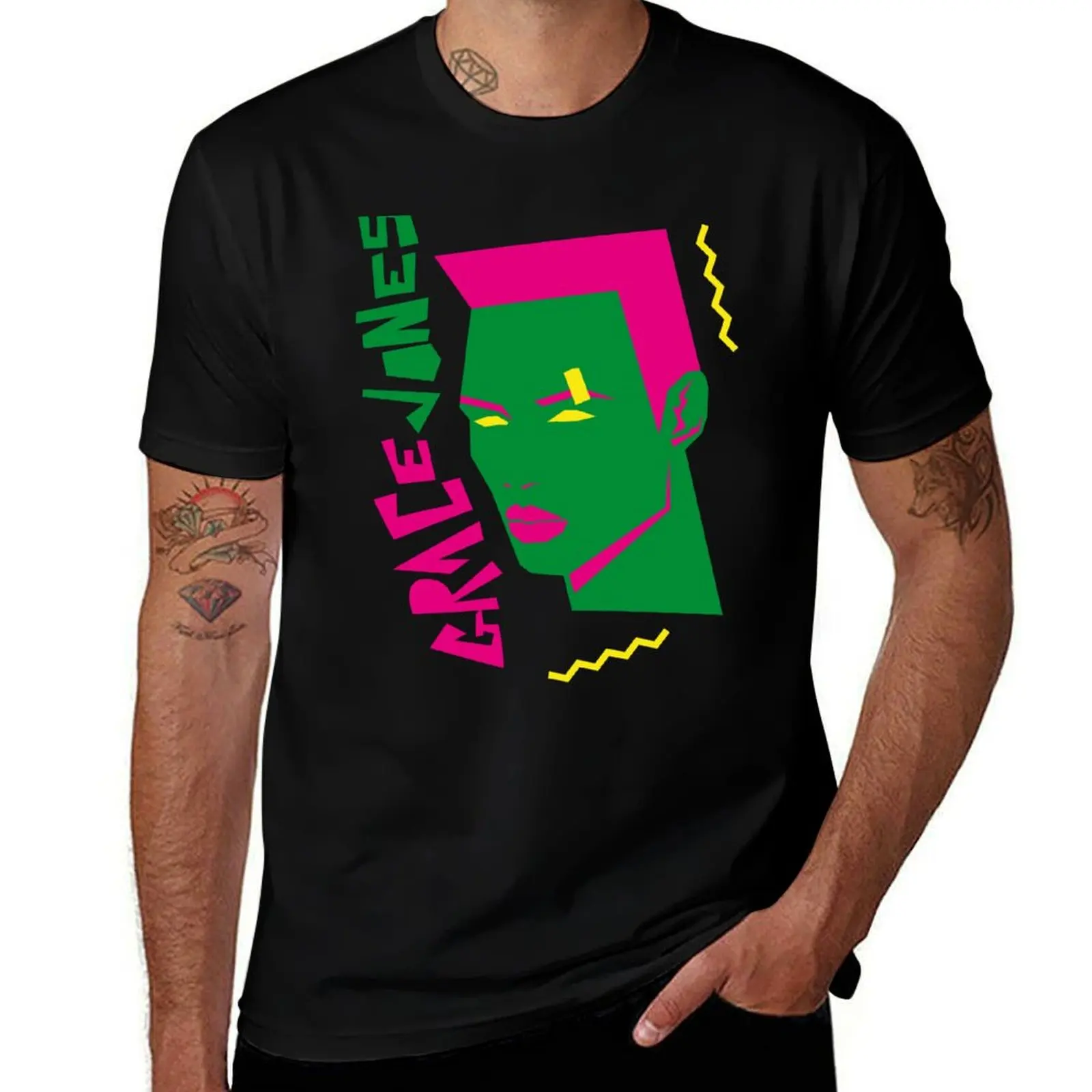 GRACE JNS 80S STYLE GEOMETRIC T-Shirt Stylish Print Short Sleeve Tee