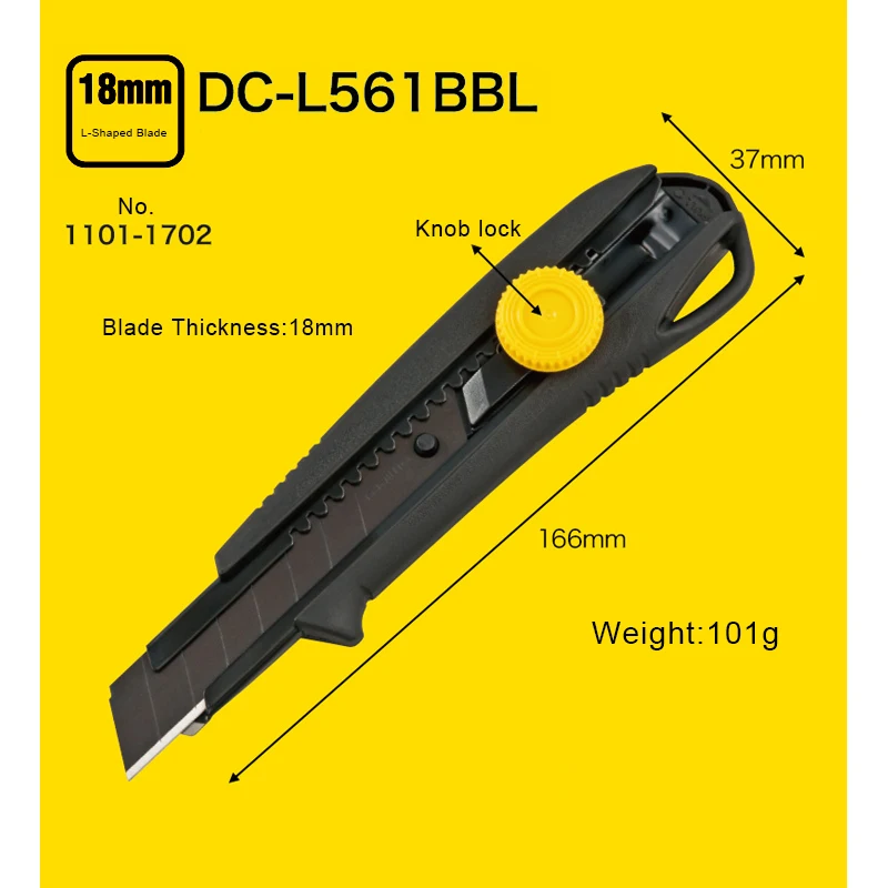 TAJIMA 1101-1702 18mm DRIVER Utility Knife Japanese Universal Knife with Segmented Blades with 2 Interchangeable Blades