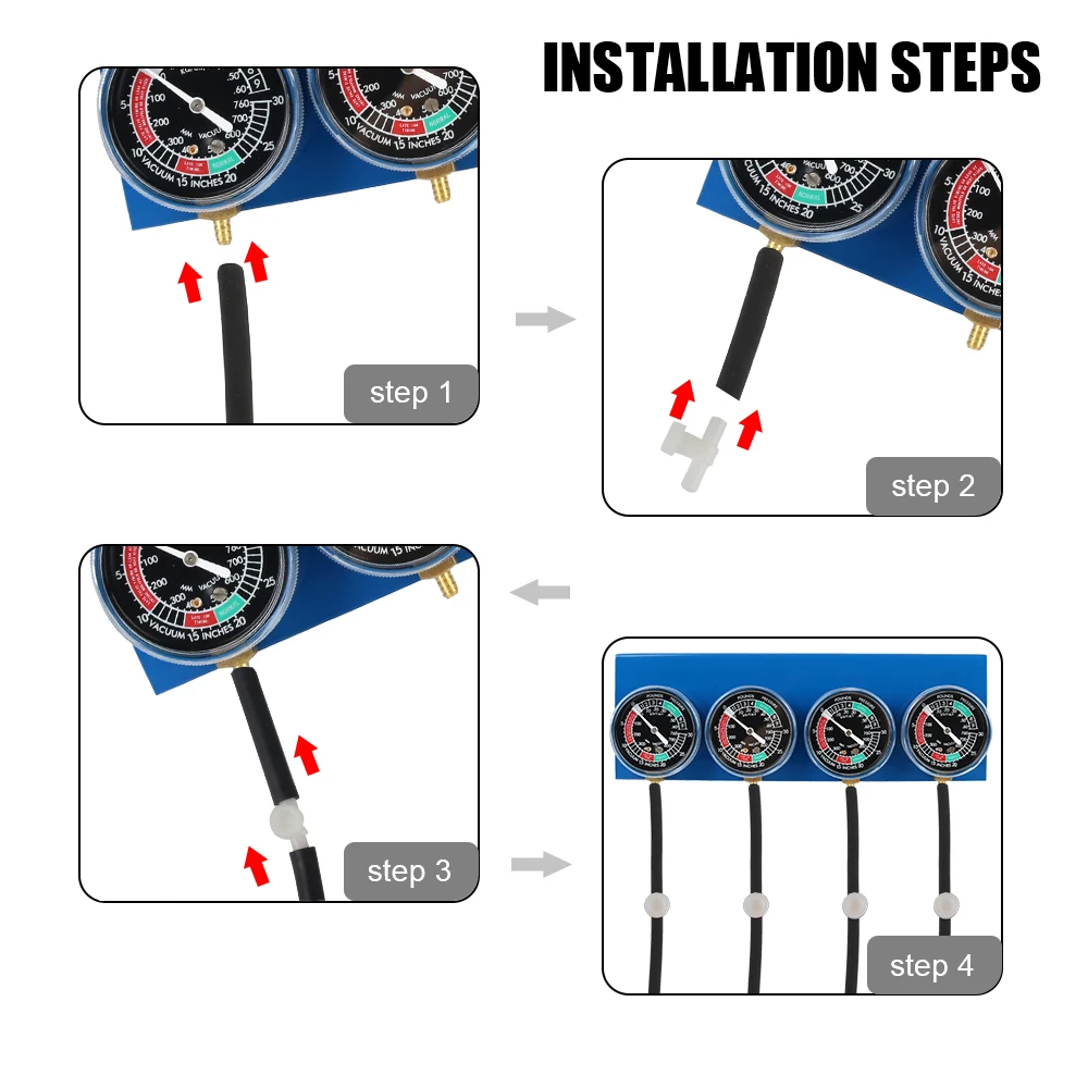 Synchronizer Tool with Hose Motorcycle Fuel Carburetor Synchronizer Vacuum Balancer Gauge For 4 Cylinder Engines Machines