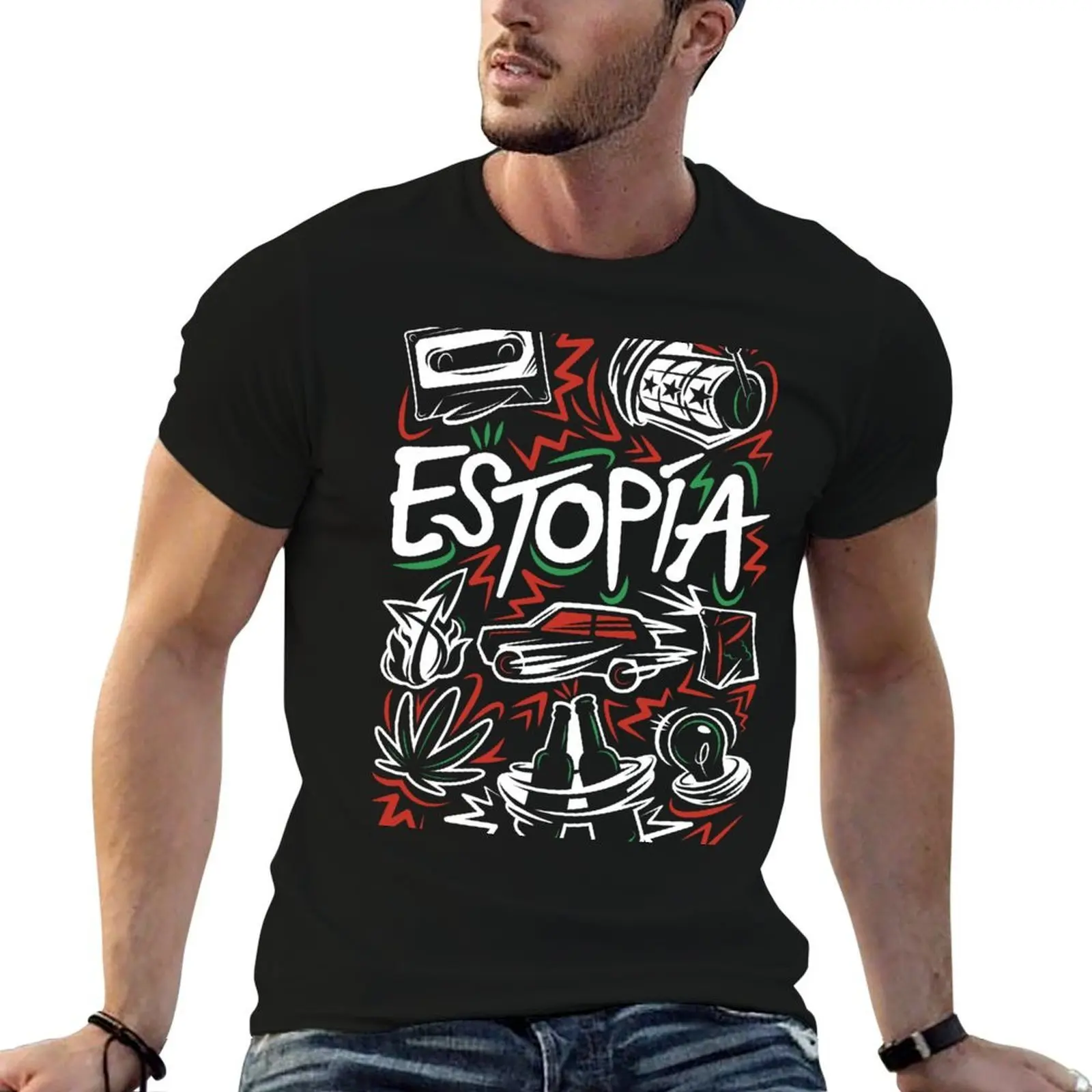 ESTOPÍA (Peru): Camiseta do 25º Aniversário da Tour ESTOPA, camiseta masculina lisa, camiseta masculina de algodão pesado.