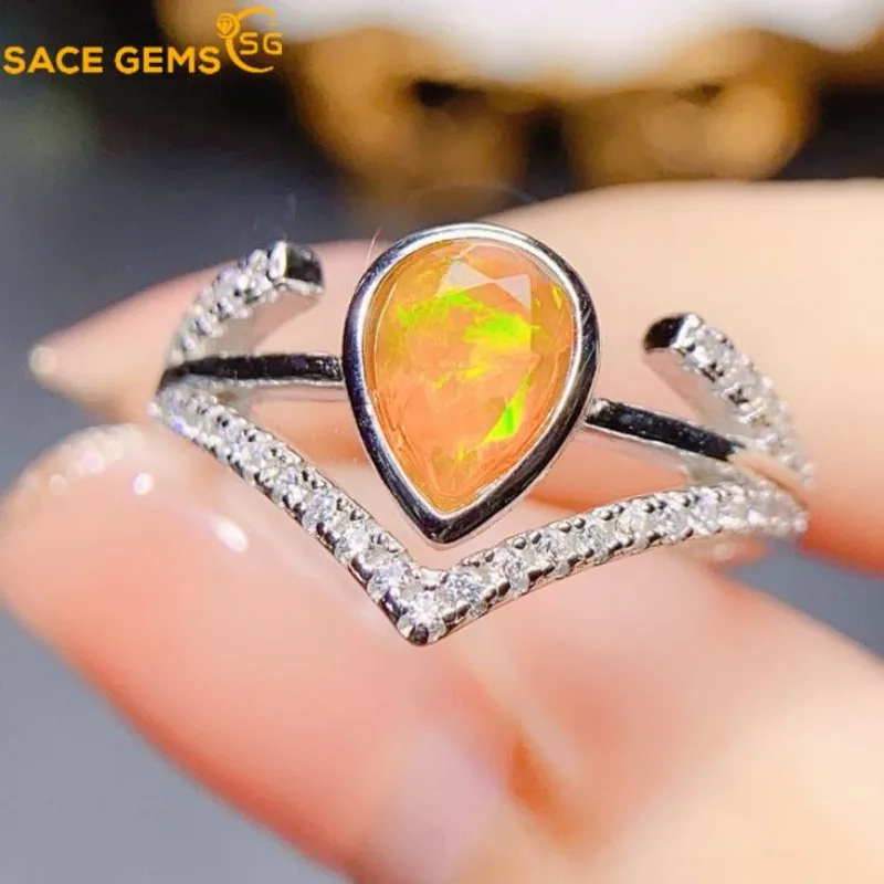 

SACE GEMS новые роскошные кольца из стерлингового серебра 925 пробы 5*7 мм с натуральным опалом и драгоценными камнями для женщин, обручальные коктейльные вечерние ювелирные изделия