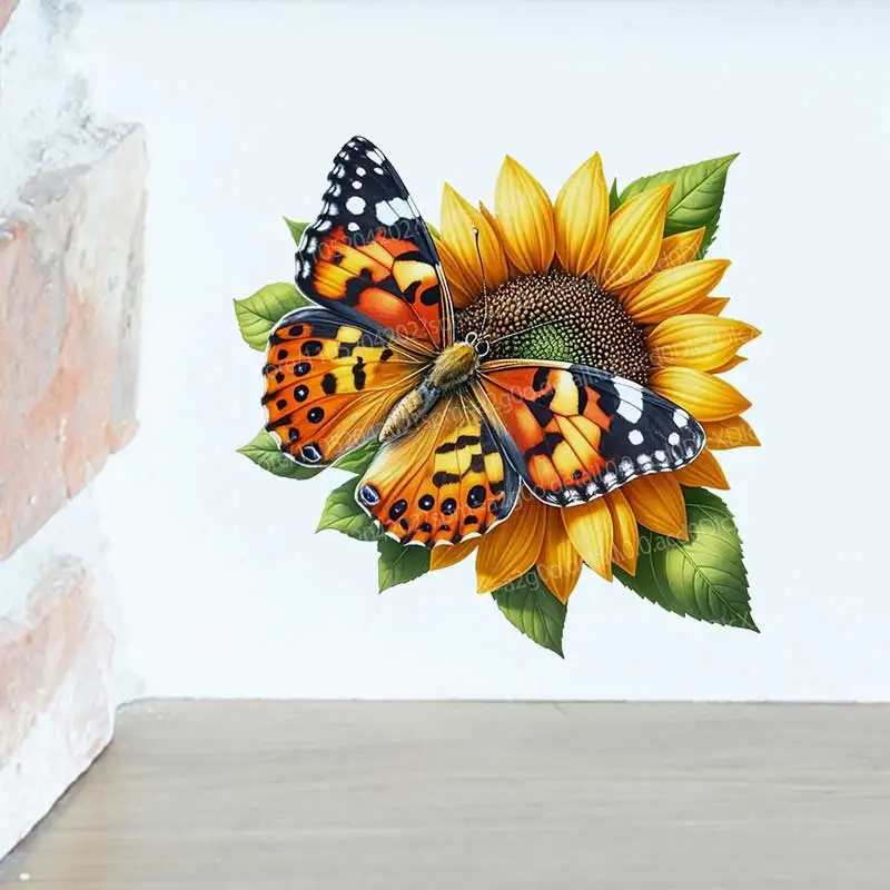 

Sunflower Butterfly Removable Wall Stickers PVC Decals Art Living Room Wall Decoration AA52