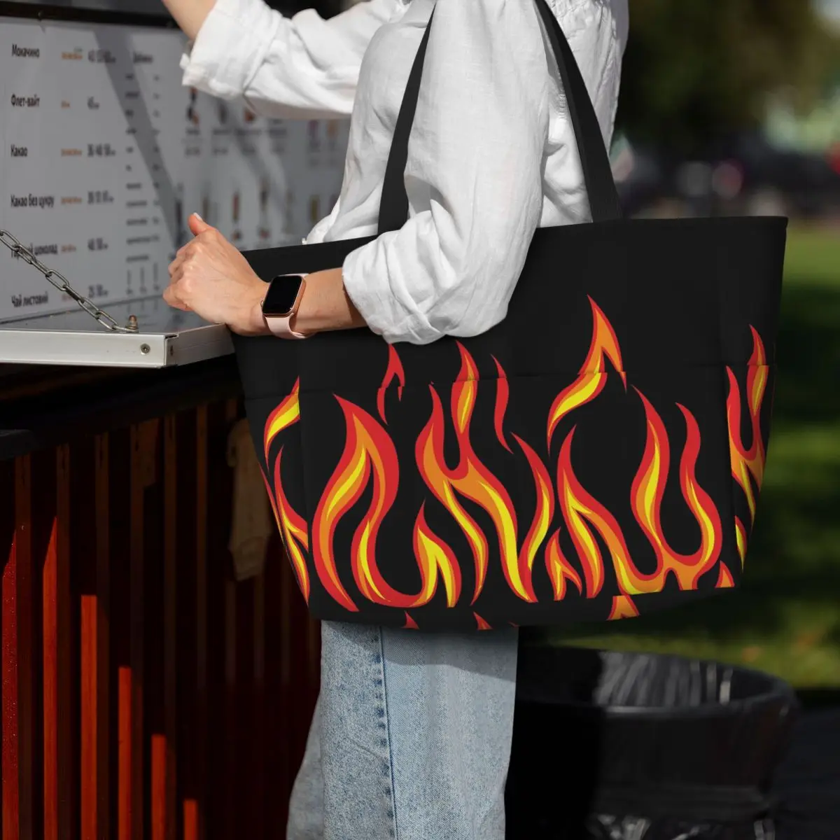 

Пляжная большая сумка Fire Flames, спортивная сумка для занятий йогой, большая большая сумка, женская дорожная сумка, сумка для фитнеса