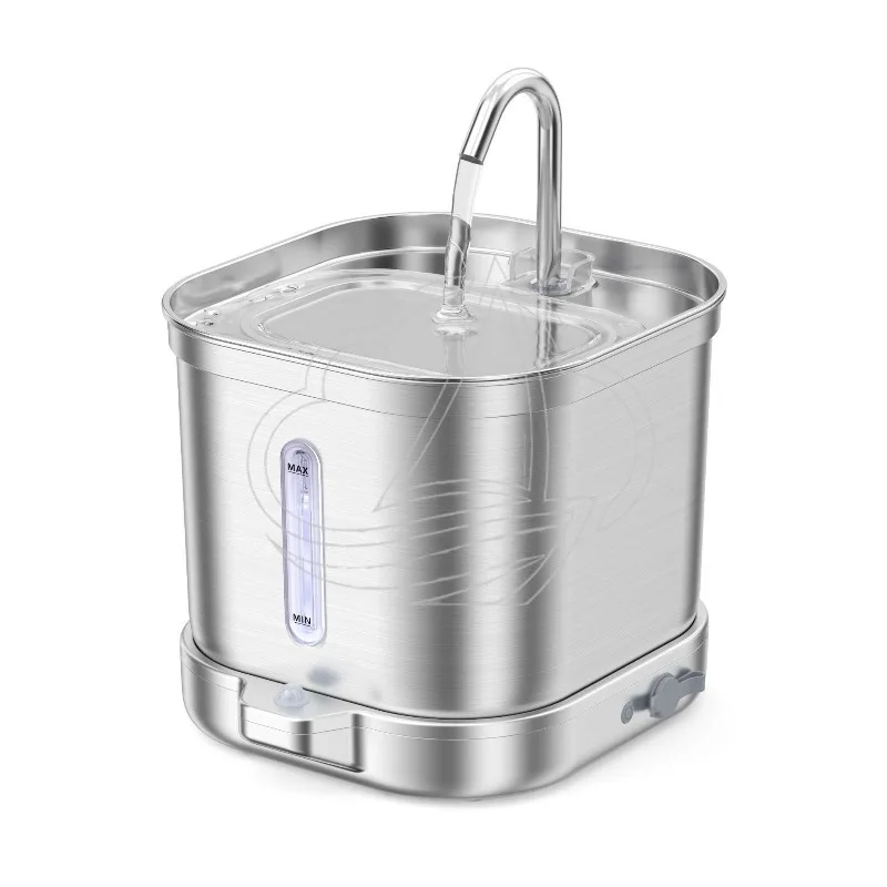 Wireless Stainless Steel Pet Water Fountain  Auto Drinking Bowl For Cats Dogs No Water Design