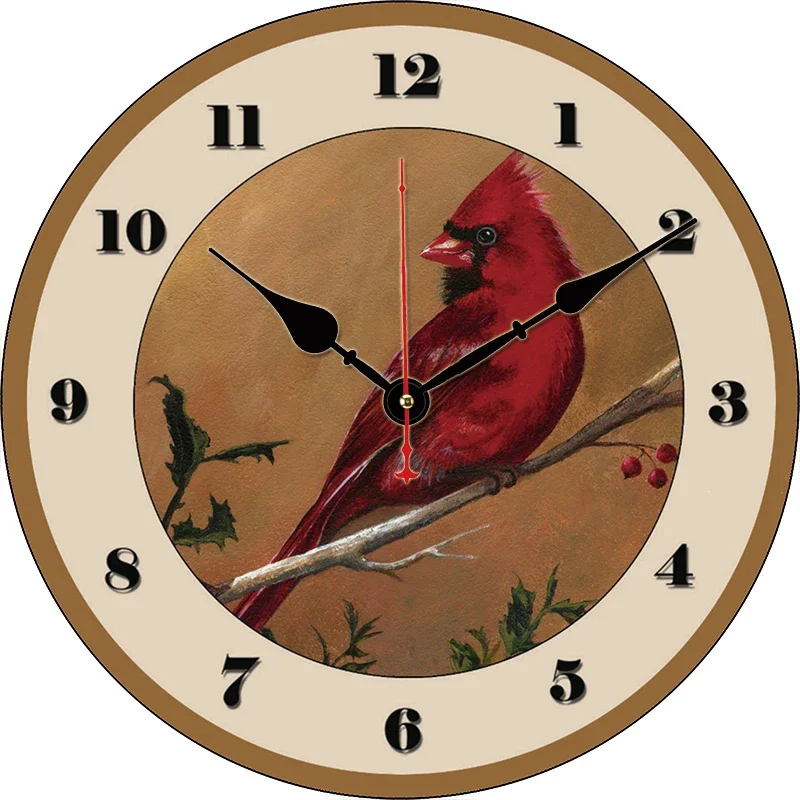 Robin Bird Wall Clock Round Silent Clocks Wall Mounted Carfts Art Decor For Home Bedroom Living Room Office Decoration