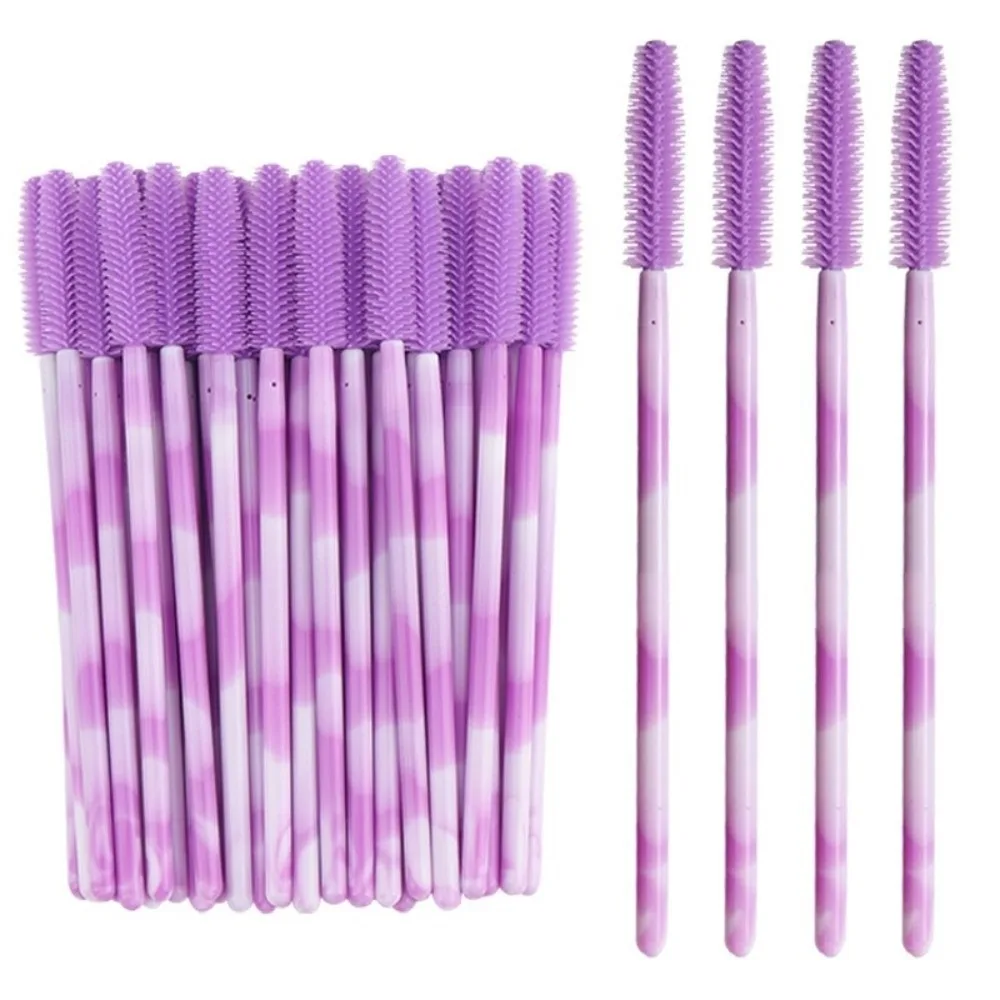 

50Pcs Spoolers Disposable Eyelash Brushes Silicone Makeup Tools Eyelash Makeup Brush Microbrush Rainbow Color Eyebrow Comb Girl