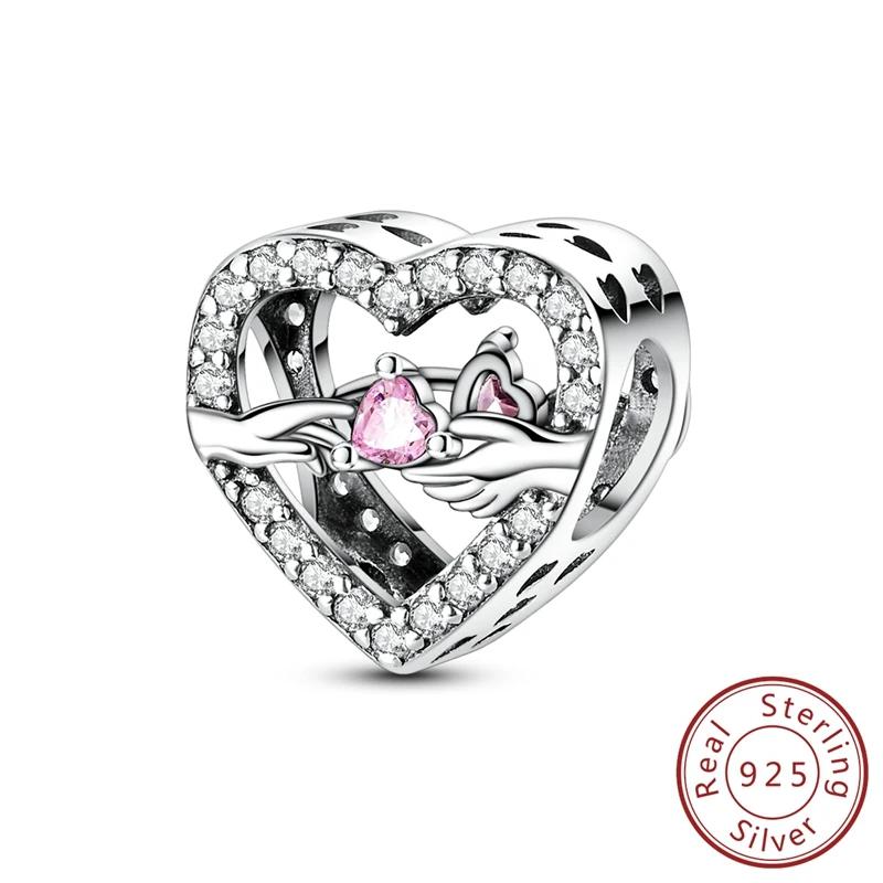 

Boutique 100% 925 Sterling Silver Touch the True Heart Beads Charm Fits Bracelet For Romantic Valentine's Day Gift