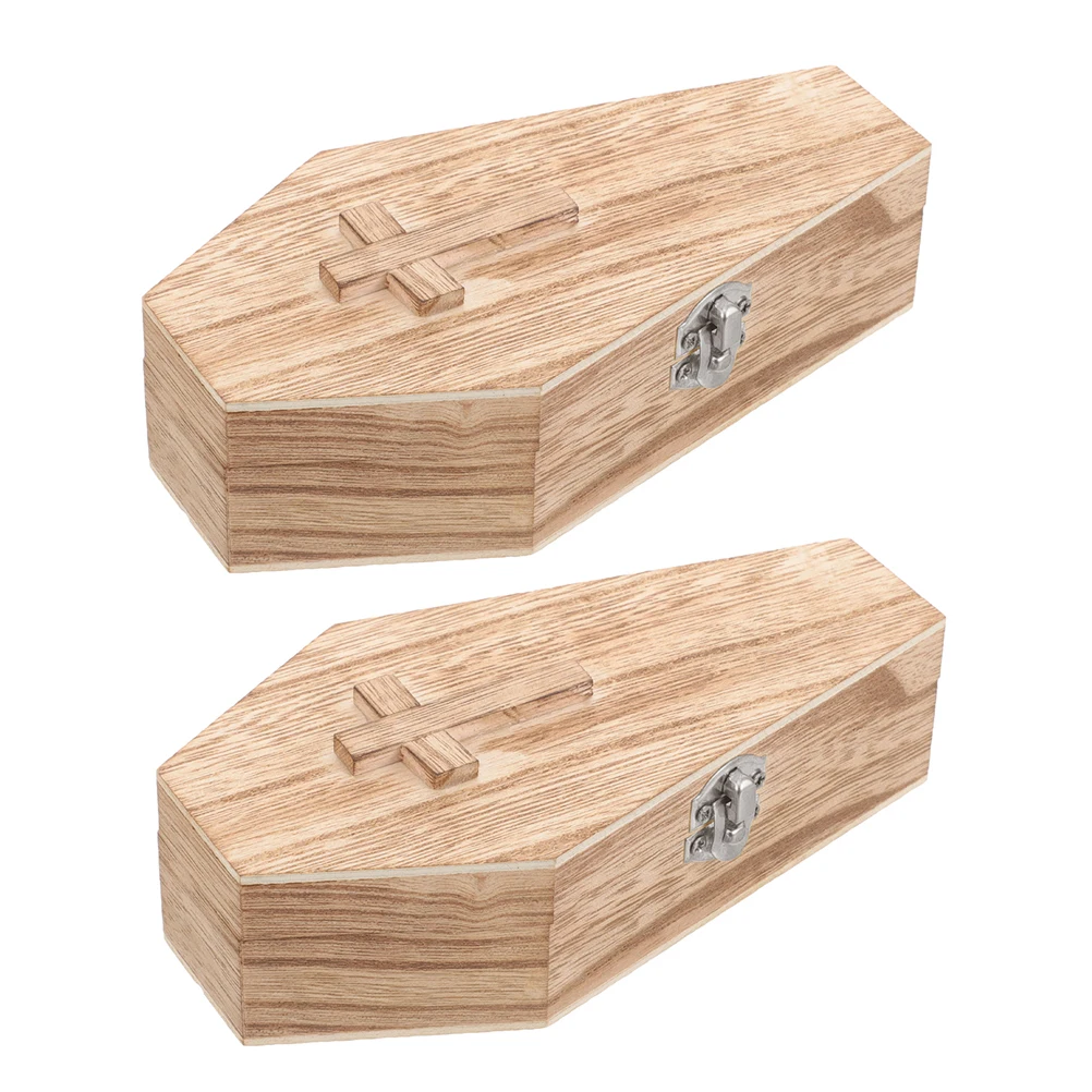 

2 Pcs Halloween Decorations Pet Urn Coffin Treat Boxes Necklace Casket for Pets