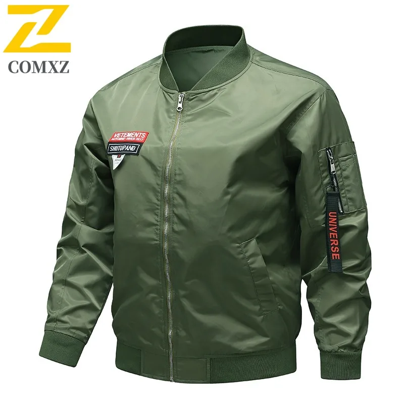 

COMXZ Branded Men Jacket 2025 Fashion Notch Collar American Style Trendy Windproof Coat Streetwear Lightweight Autumn Garment