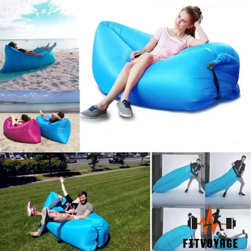 Inflatable Couch Air Lounger Chair Camping Outdoor Beach Lazy Air Hammock Sofa Sleeping Bag Inflatable Bed Folding Quick