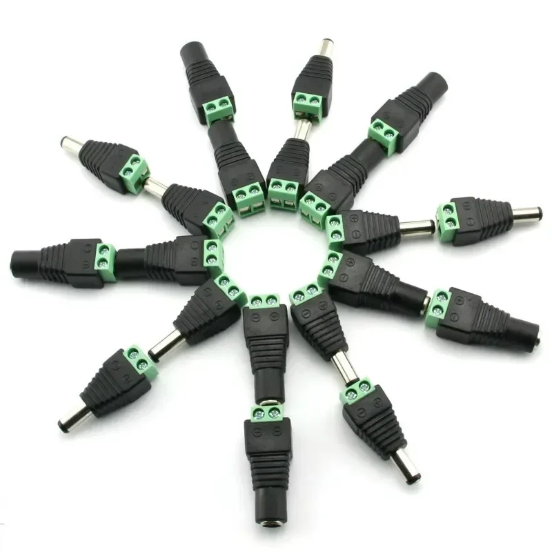 DC Power Male Jack Plug, DC Female Connector Plug Adapter, Coax Cat5 To Bnc, Av BNC UTP, Video Balun For CCTV Camera, 10 Pair (2