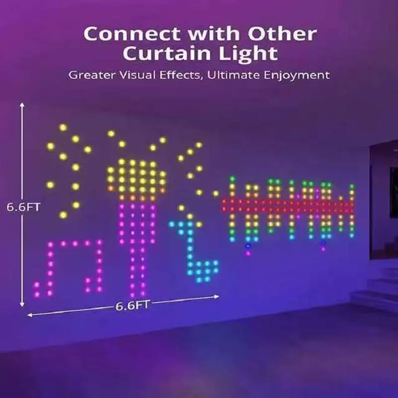 Halloween Party Decoration DIY Music Sync Bedroom Window USB LED Smart Curtain Light RGB Fairy Light Bluetooth App Control