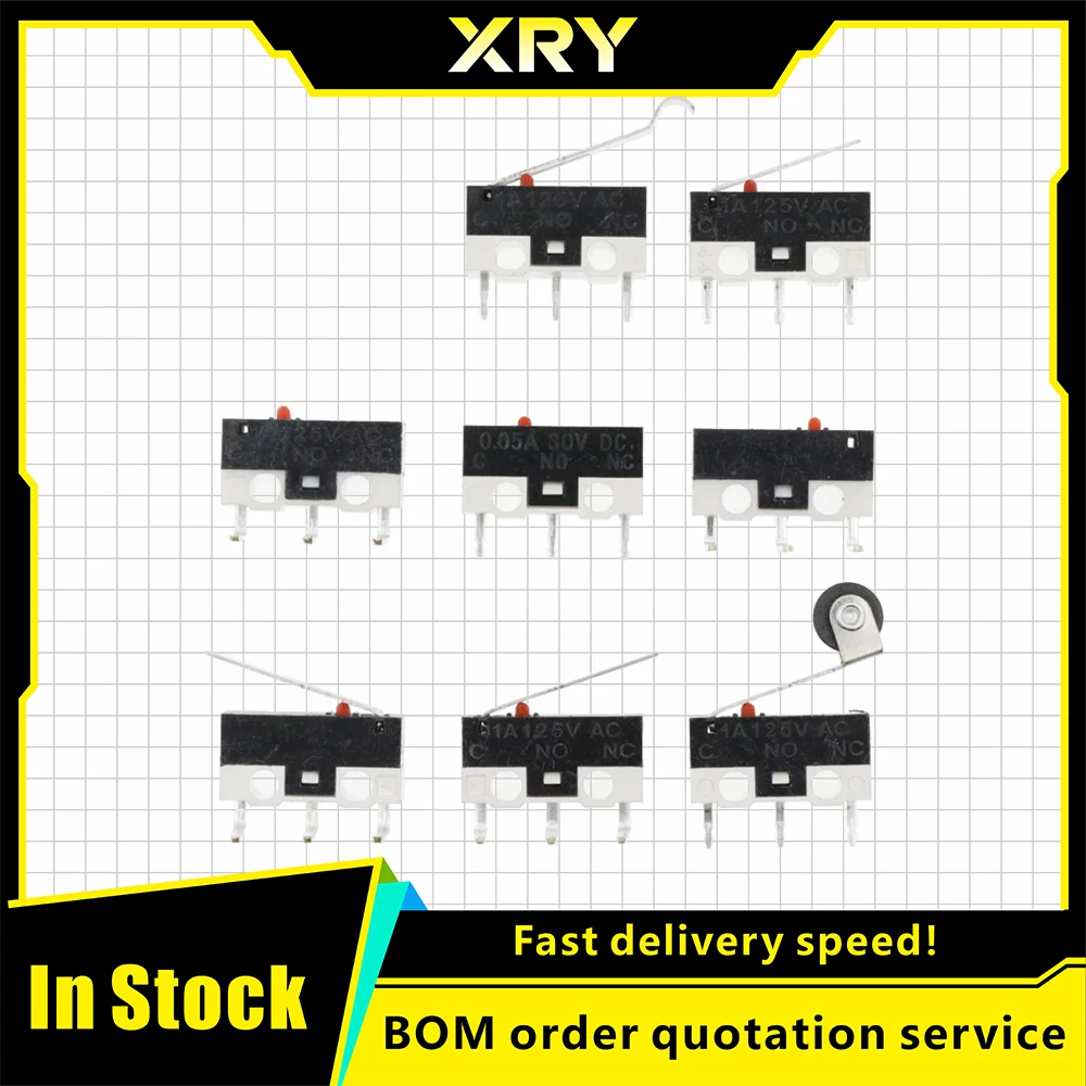 20PCS Micro Limit Switch Momentary Push Button Switch 1A 125V AC Mouse Switch 3Pins Long Handle Roller Lever Arm SPDT 12X6X6MM