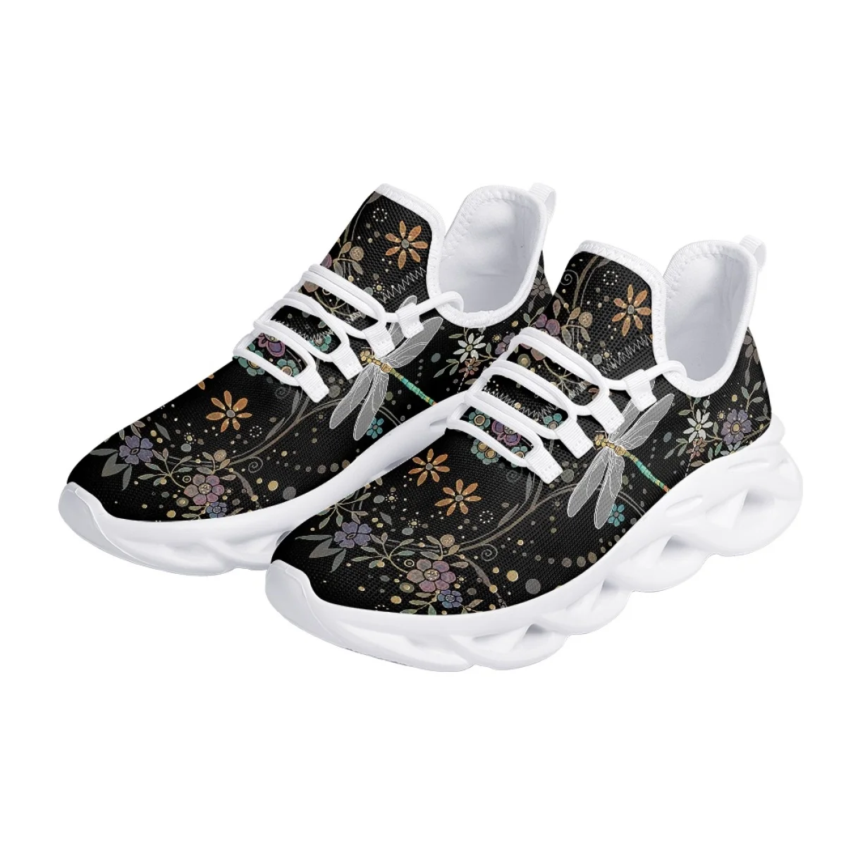2023 Fashion Dragonfly Print Round Toe Flats for Female Light Casual Shoes Soft Sole Breathable Wear-Resistant Spring Footwear