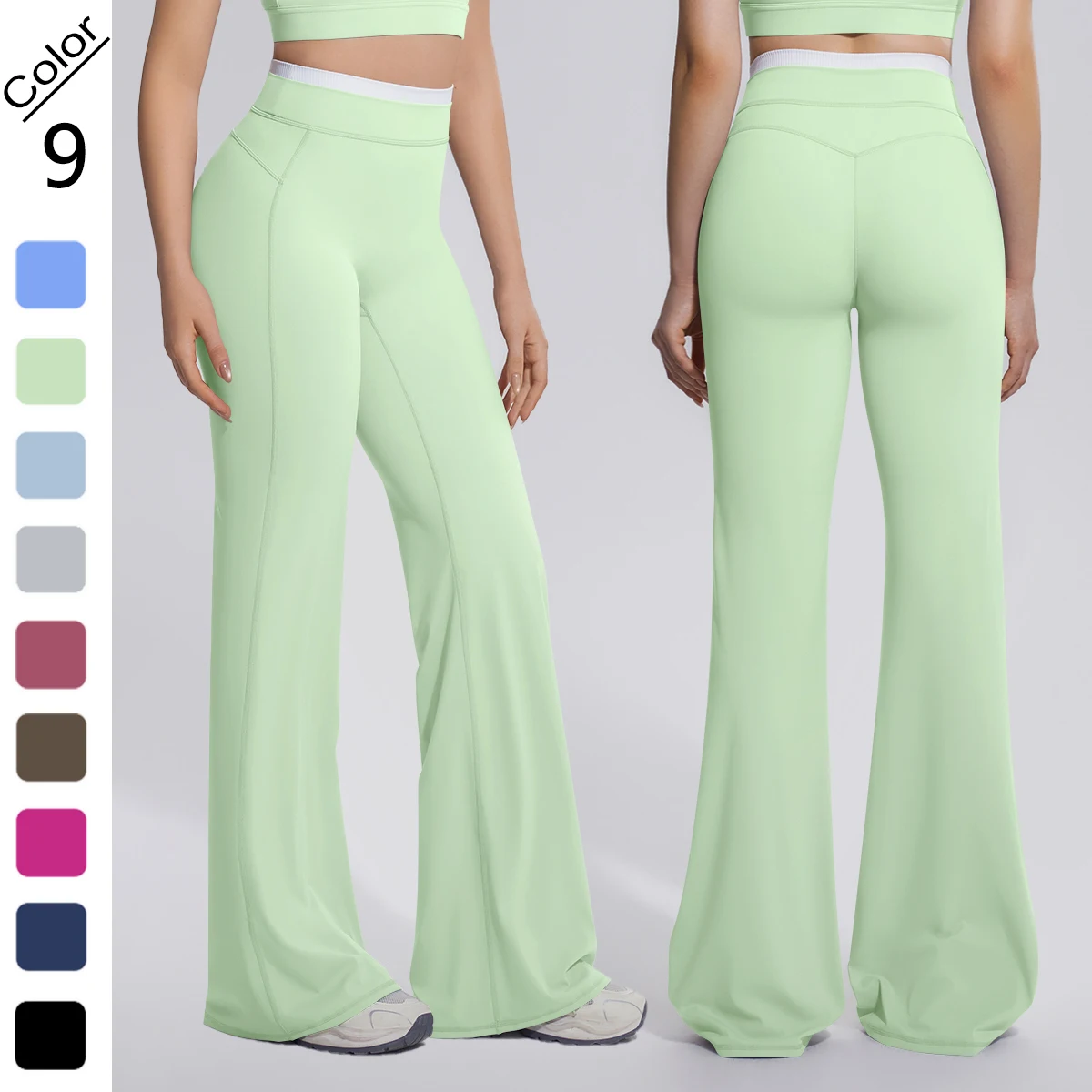 Rooftrellen Summer Woman Loose Breathable Yoga Wide Leg Pants Gym Running Quick Drying Yoga Pants High Stretch Bell-bottoms
