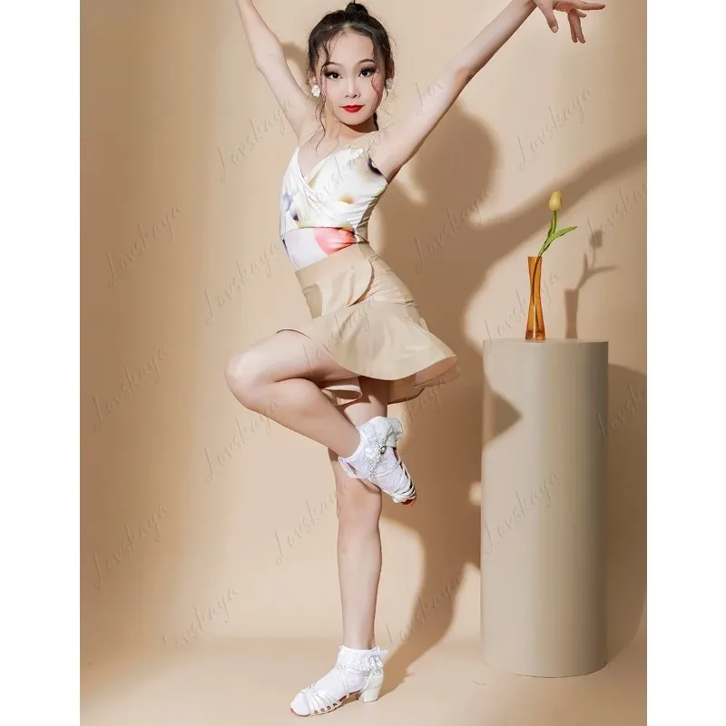 

Latin Dance Girls Exercise Clothing Children's Performance Wear Split Costume Dance Dress