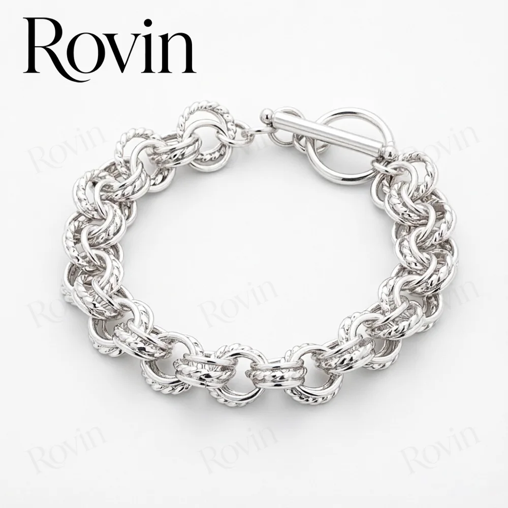 18K Gold 8-Inch Exquisite Twisted Double-Ring Bracelet – Charming Women's Jewelry for Weddings and Parties