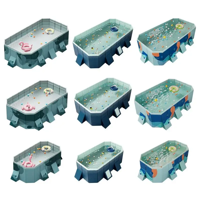 Foldable Pools For Kids PVC Summer Swimming Pool Collapsible Swimming Pool Portable Bath Tub Non-Inflatable Kiddie Pool