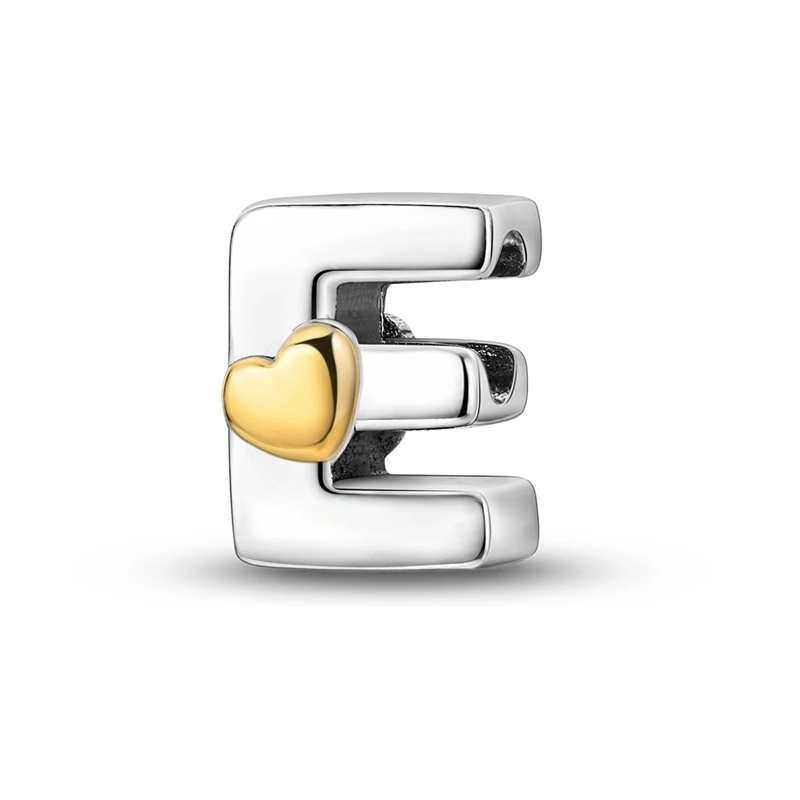 925er Sterlingsilber, DIY-Alphabet-Charms, Perlen, LIEBE, Herz, Buchstabe, passend für Original-Armbänder, Armreifen, Halsketten, Schmuck, Markierung, Geschenk