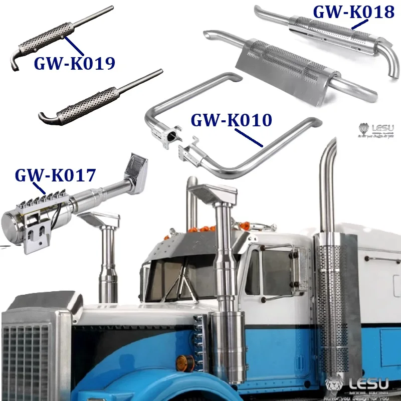 LESU Metal Chimney Exhaust Pipe for 1/14 RC TAMIYA King Hauler Grand Hauler Tractor Truck DIY Model Car