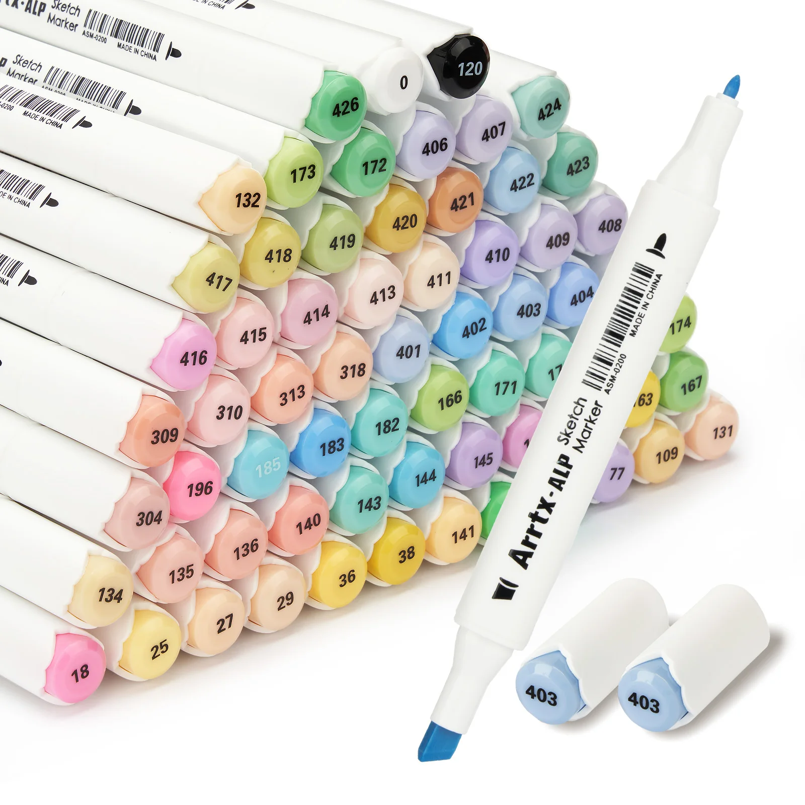 

Arrtx 66 Pastel Alcohol Markers Set | Dual Tip Art Markers for Adult Coloring Books, Manga, Sketching | Artist Students Supplies