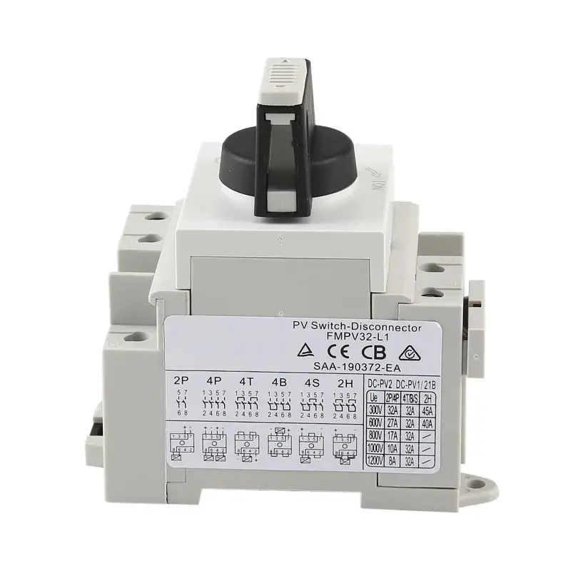 4P PV DC 1200V 32A Din Rail Solar Rotating Handle Isolator Rotary Switch Disconnector For Solar