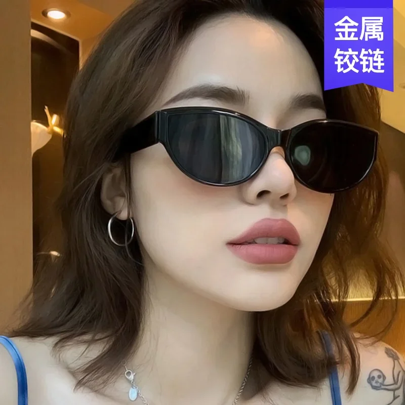 النسخة الكورية الجديدة لعام 2021 نظارات شمسية رائعة وبسيطة، شبكة نسائية من tiktok، نفس الإطار البيضاوي، نظارات شمسية، نظارات رجالية.