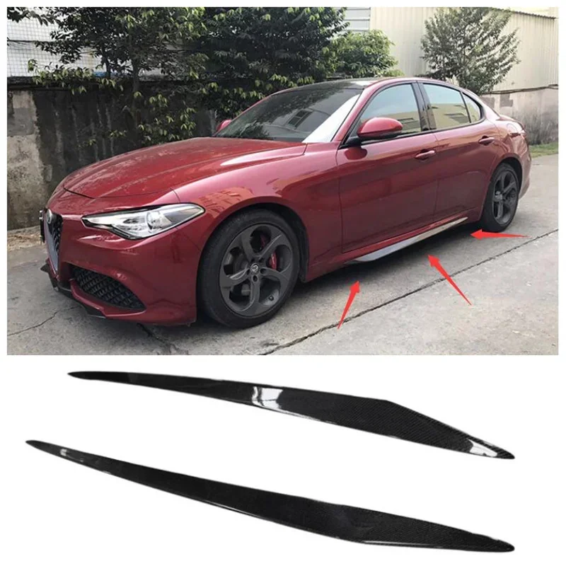 Fits For Alfa Romeo Giulia Sedan 4 Door 2015 2016 2017 High Quality 2Pcs/1Set Carbon Fiber Side Skirt Spoiler Protector