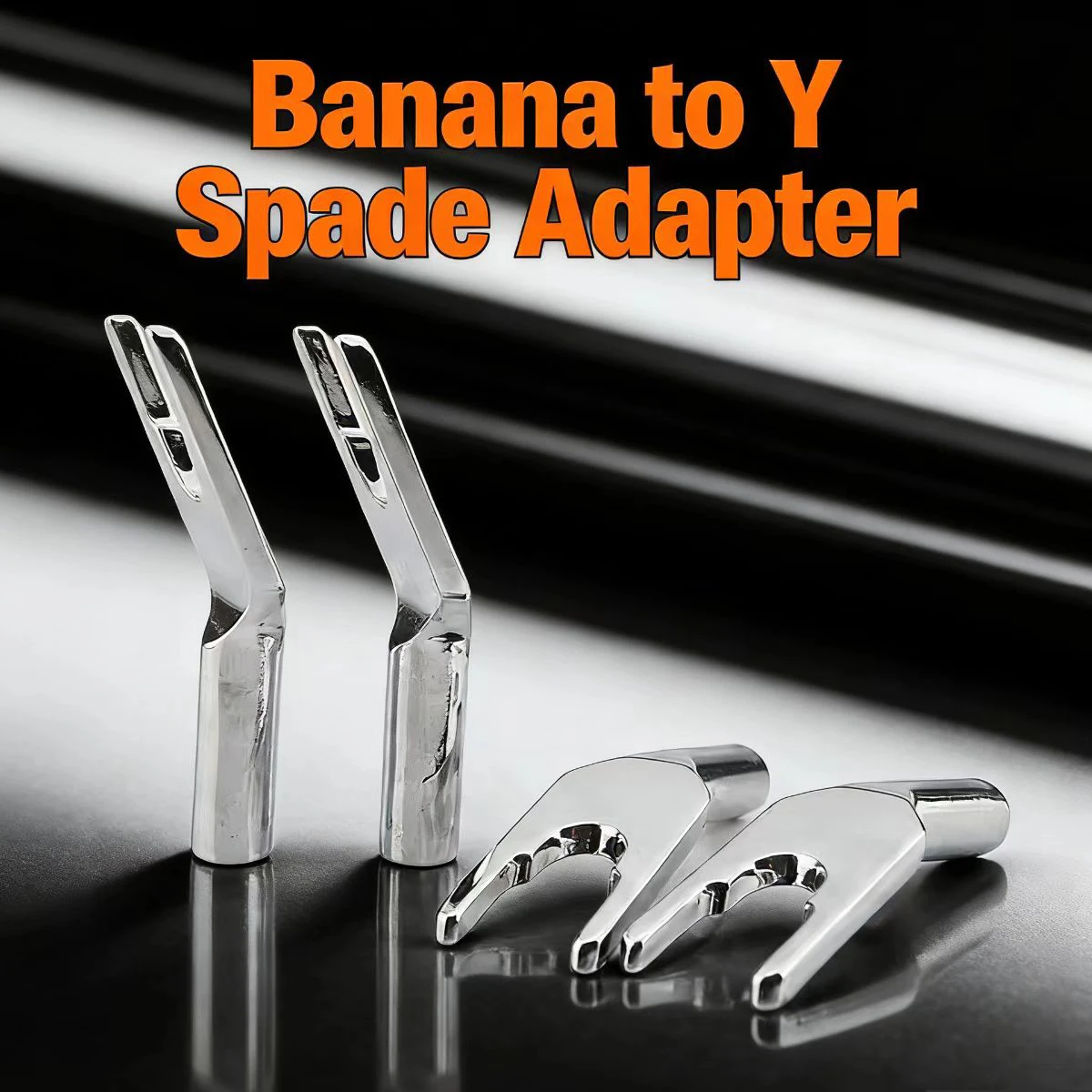 HIgh Quality Audiocrast Rhodium plated spade Adapter Banana adapter to spade Rhodium plated Speaker cable adapte