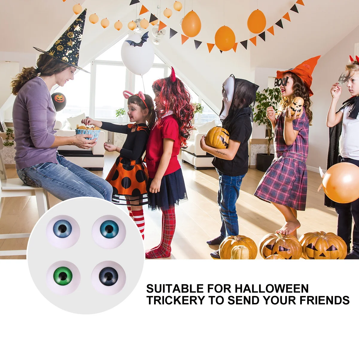 

4Pairs Halloween Emulation Eyes Premium Acrylic Round Emulation Eyes for Party Decorations Clay Crochet Crafts