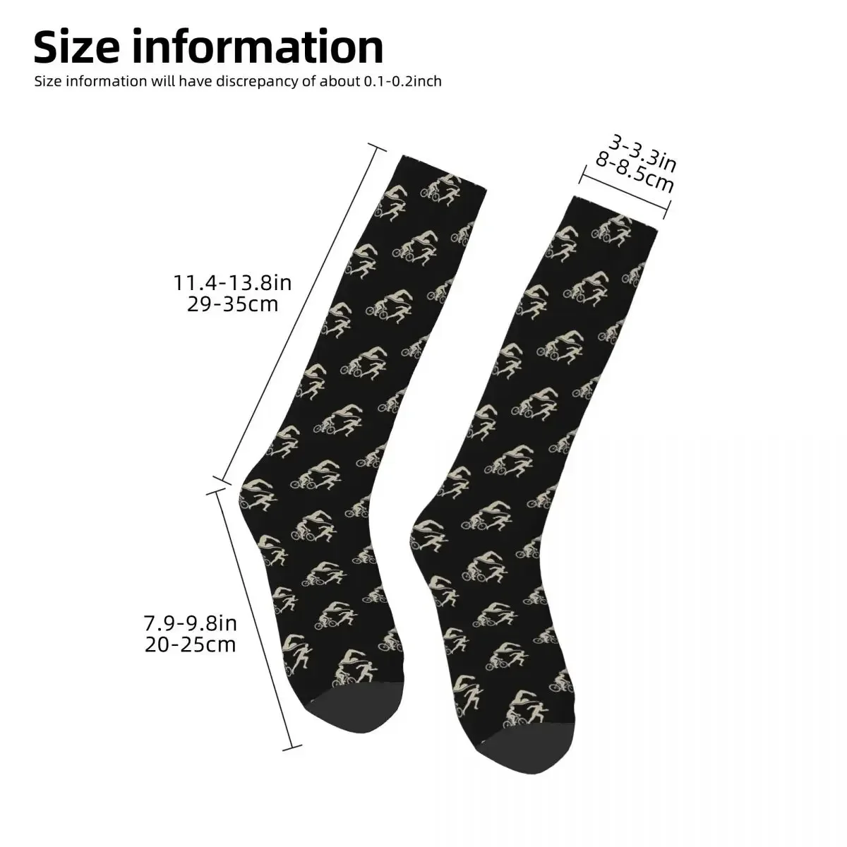 Triathlon - Swim Bike Run Triathlete Socks Harajuku Sweat Absorbing Stockings All Season Long Socks for Unisex Birthday Present