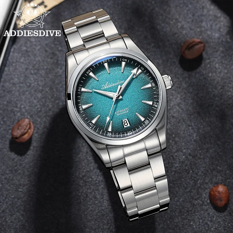 ADDIESDIVE New Men Watch 39mm Automatic 8215 Mechanical Watch Dive 100m Waterproof Domed Glass Luminous 316L Stainless Steel