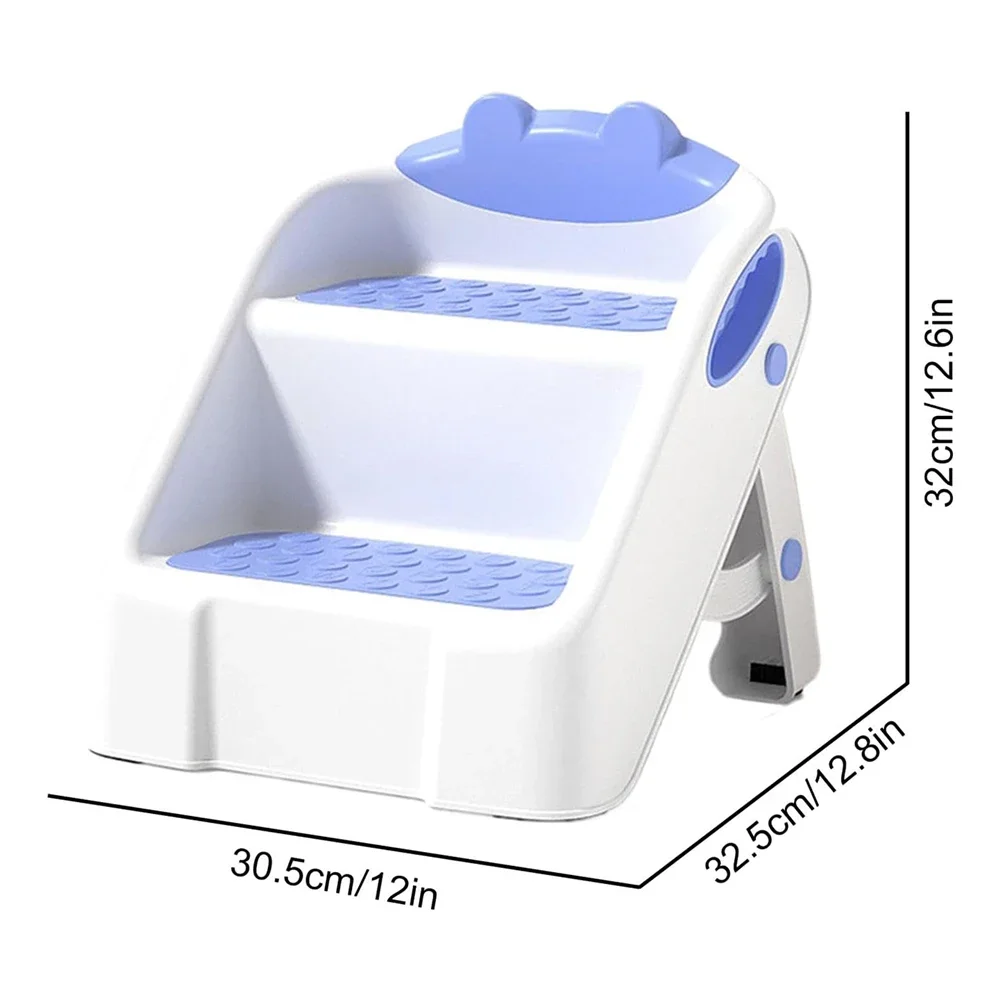 2 Step Stool for Kids Anti-Slip Toddler Step Stool Foldable Double Step Stool for Potty Training Bathroom and Kitchen image 6