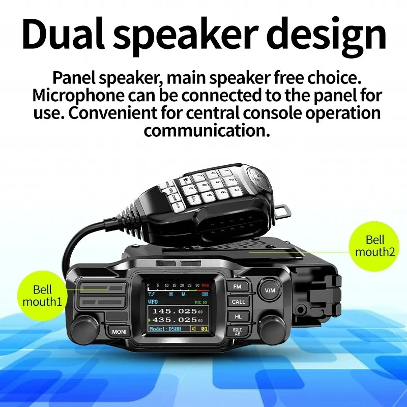 D500 25W High Power Mini Mobile Radio VHF UHF Dual Band DTMF Detachable Panel Transceiver