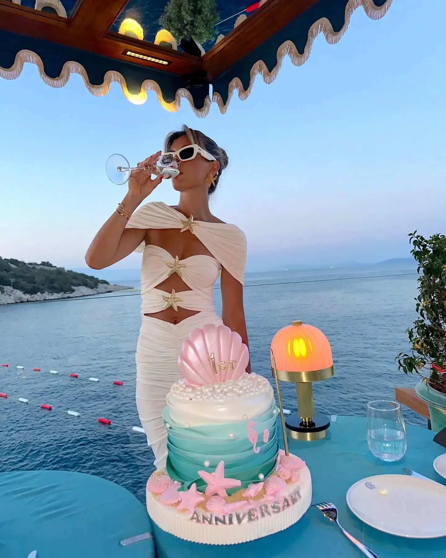 Fashion Shiny Star Off Shoulder Cut Out Women One Piece Swimsuit And Skirt 4Pcs Set 2025 Trend Sliming Long Dresses Set Outfits