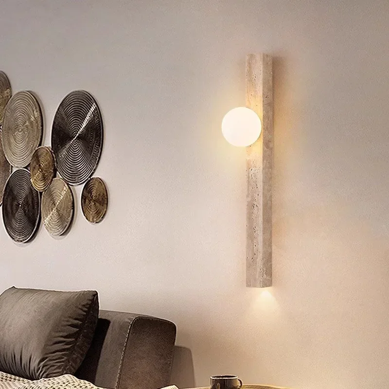 Natural Stone Wall Lamps Retro Atmosphere Long Strip Yellow Cave Stone Led Lighting Luminaires Living