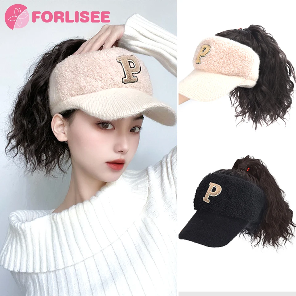 

FOR Synthetic Short Straight Ponytail Hat Wig Natural Fake Hair Extension Wig wiht Hat Adjustable Shade Baseball Cap Wig