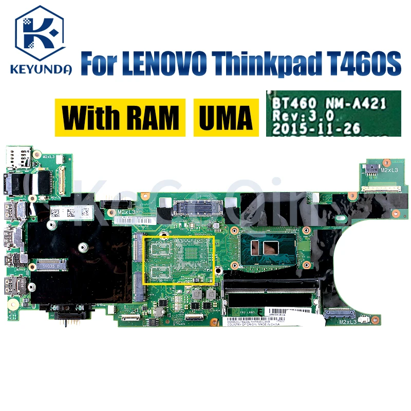 Imagem -03 - Placa-mãe para Laptop Lenovo Thinkpad T460s Nm-a421 I56200u I5-6300u I7-6600u 930mx 2g Ram 4g 8g 00jt923