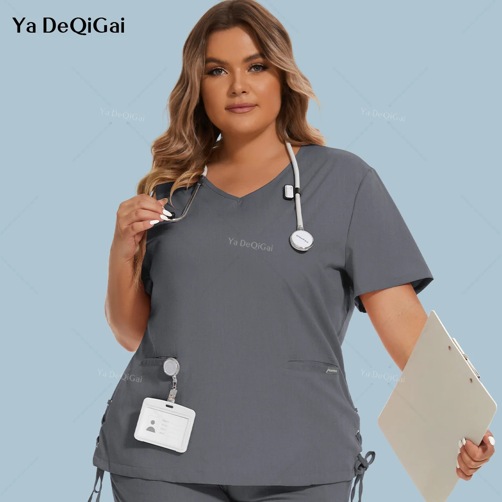 Enfermeira Médica Uniformes para Mulheres, Blusa Multicolor Enfermagem, Pet Shop, Salão de Beleza, Spa V-neck Tops, Clínica Trabalho Camisas